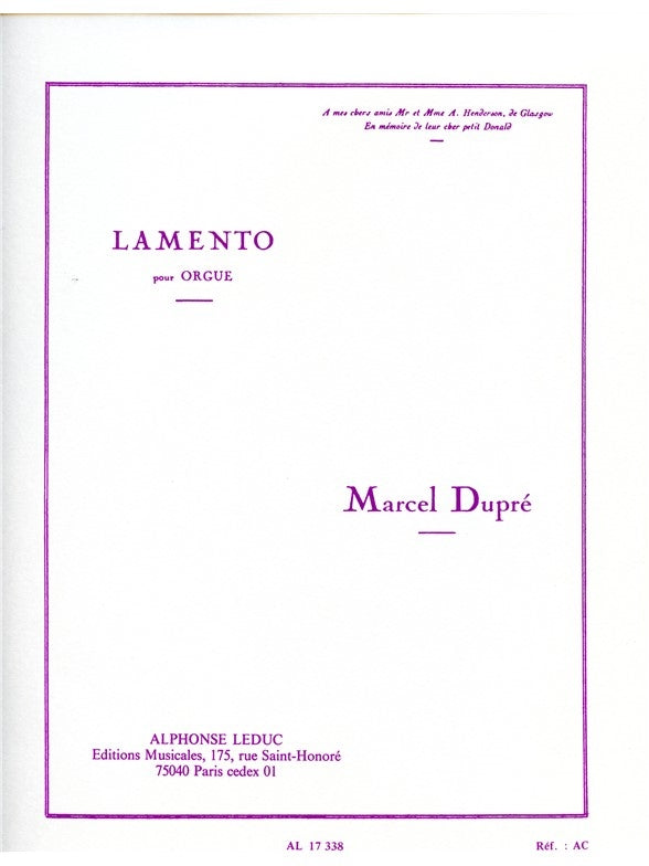 Lamento | Dupre | Orgue