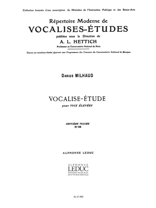 Vocalise-Étude Op.105 | Darius Milhaud | Voix