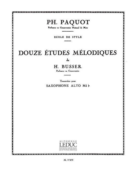 12 Études Mélodiques | Henri Büsser | Saxophone alto