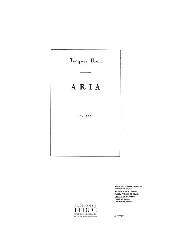 Aria | Jacques Ibert | Voix