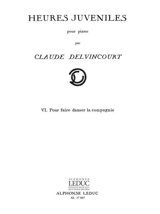 Heures Juveniles N06 de Claude Delvincourt, Livre pour piano