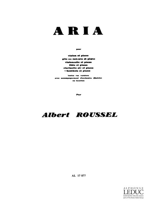 Aria Pour Hautbois Et Piano | Albert Roussel