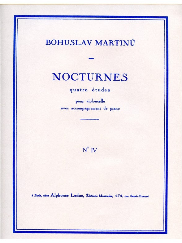 Nocturnes H189 No.4 | Bohuslav Martinu | Violoncelle