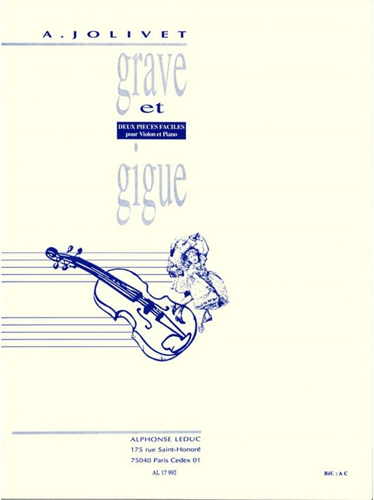 Grave Et Gigue de André Jolivet, Livre pour violon et Piano