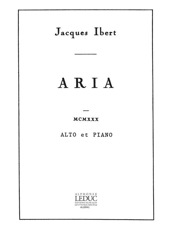 Aria | Jacques Ibert | Alto