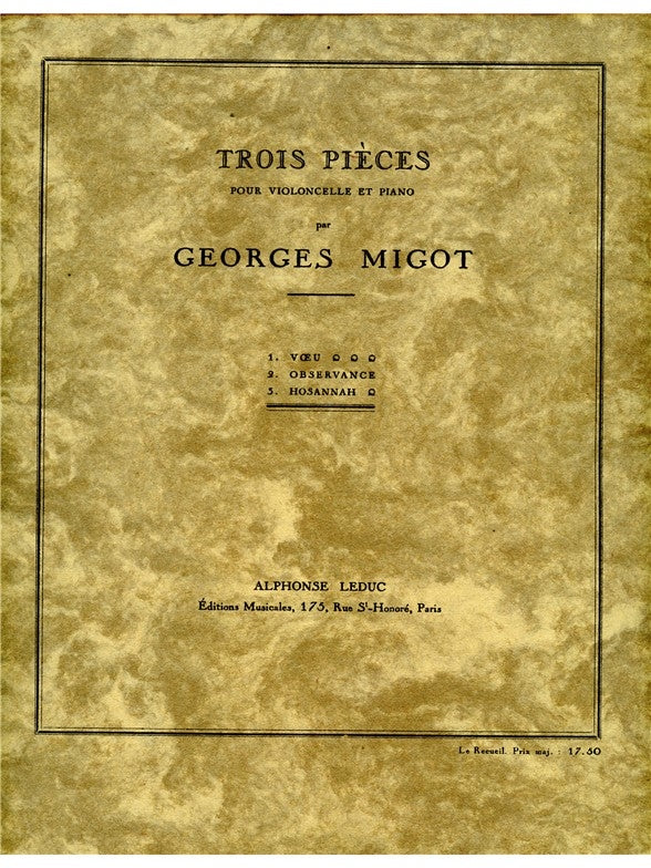 3 Pièces | Migot | Violoncelle