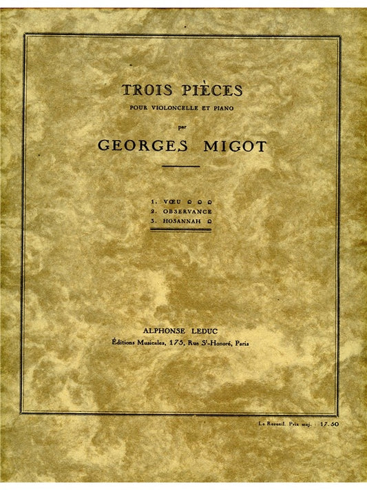 3 Pièces | Migot | Violoncelle