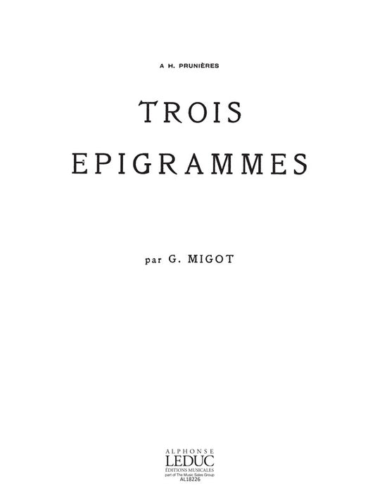3 Epigrammes | Migot | Piano