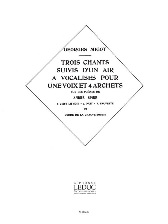 3 Chants suivis d'un Air à Vocalises | Migot | Voix
