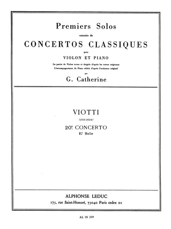 Premiers Solos Concertos Classiques | Giovanni Battista Viotti | Violon | Livre + partie(s) séparée(s) | AL18319