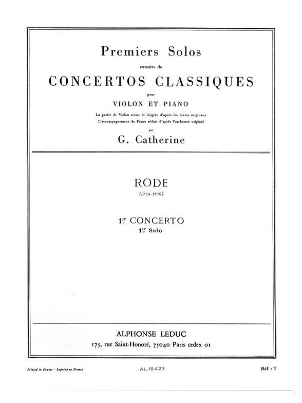 Concerto no. 1 (Rode) | Pierre Rode | Violon