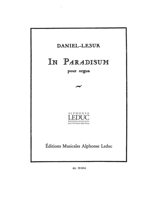 In Paradisium de Daniel-Lesur, Livre pour orgue