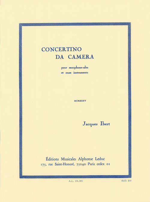 Concertino Da Camera | Jacques Ibert | Saxophone alto