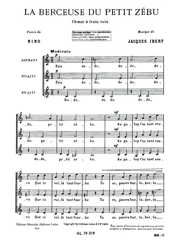 La Berceuse Du Petit Zébu | Jacques Ibert | Chœur