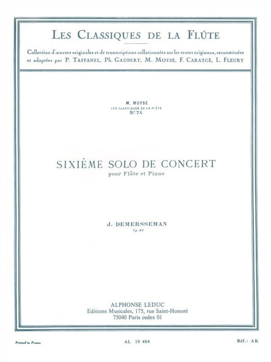 6ème Solo de Concert Op. 82 | Jules Demersseman | Flûte