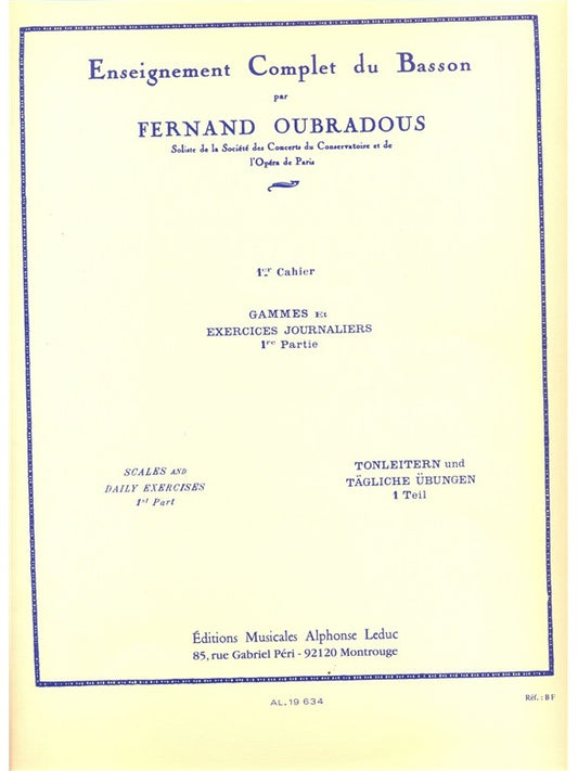 Étude complète du basson | Oubradous