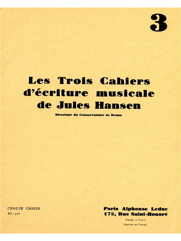 Jules Hansen: Ecriture musicale Vol.3 | Jules Hansen