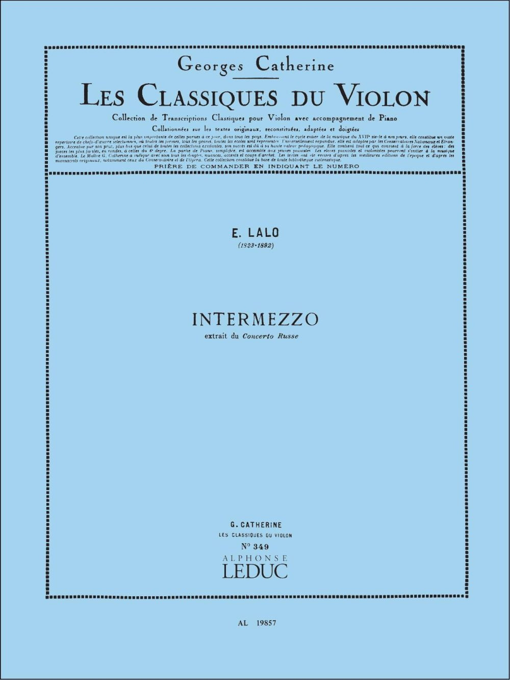 Edouard Victor Antoine Lalo: Intermezzo | Violon