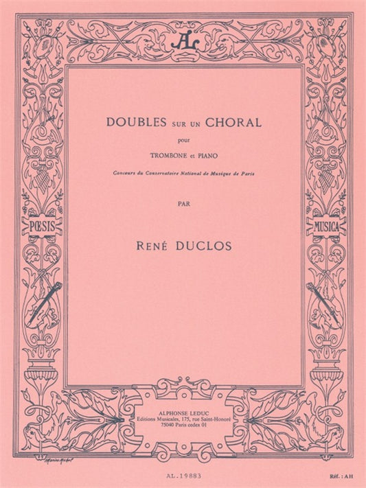 Doubles Sur Un Choral pour Trombone et Piano de René Duclos, Livre pour trombone et Piano