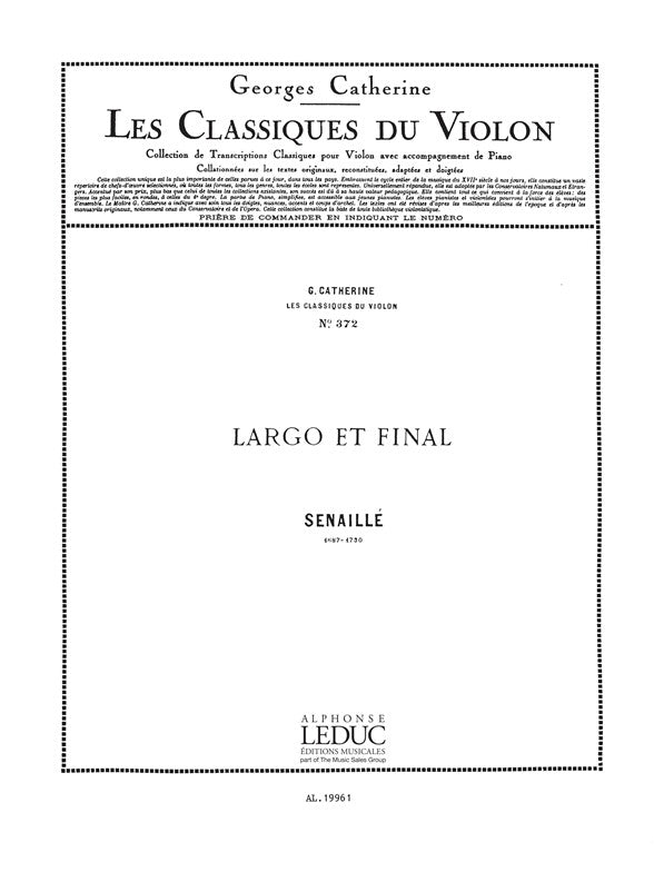 Jean-Baptiste Senaille: Largo et Final | Violon