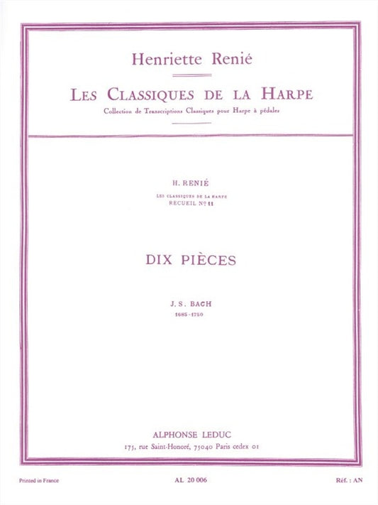 Dix Pièces | Johann Sebastian Bach | Harpe