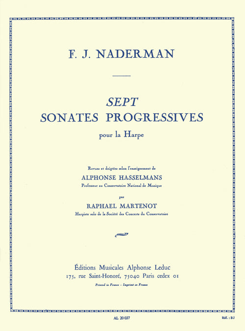 7 Sonates Progressives Opus 92 pour la Harpe | François-Joseph Nadermann