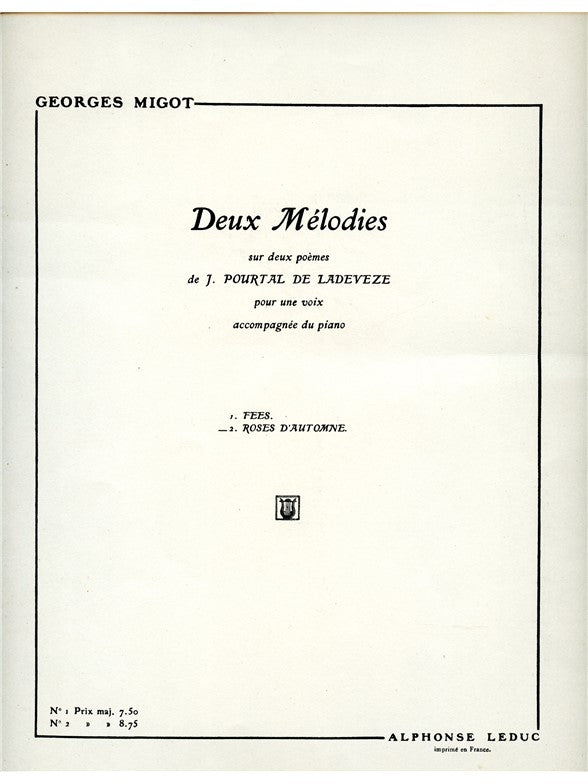 2 Mélodies de Ladevèze No.2 | Georges Migot | Voix