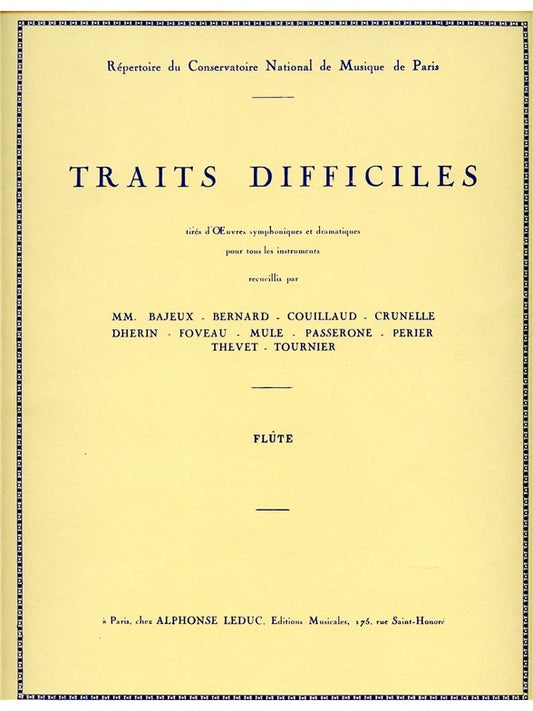 Traits Difficiles (Flute) | Flûte
