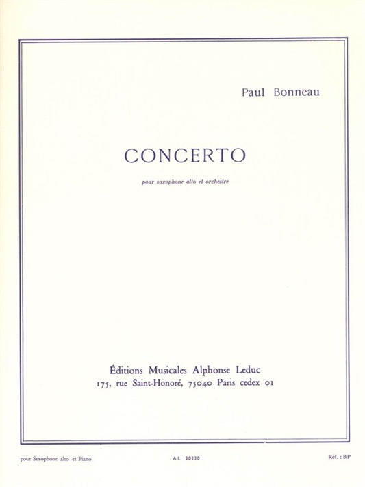 Concerto | Paul Bonneau | Saxophone alto