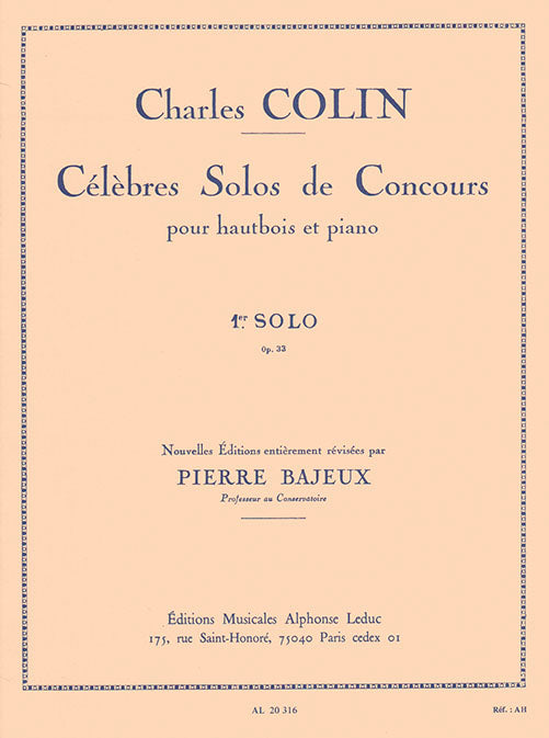 Célèbres Solos De Concours N01 Op33 | Colin | Hautbois
