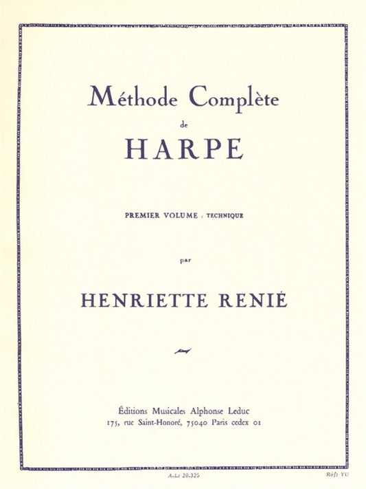 Méthode Complète de Harpe Vol. 1 Technique | Henriette Renié