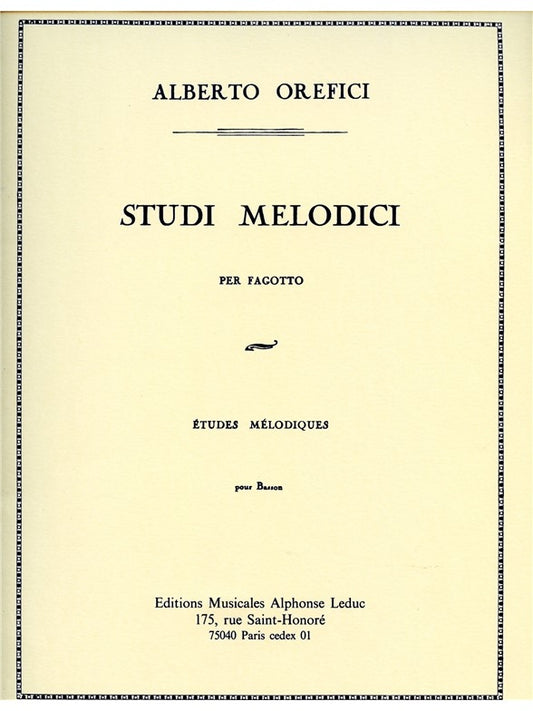 Études Mélodiques | Orefici | Basson