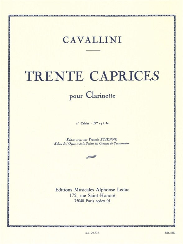 30 Caprices pour Clarinette - Vol. 2 | Ernesto Cavallini