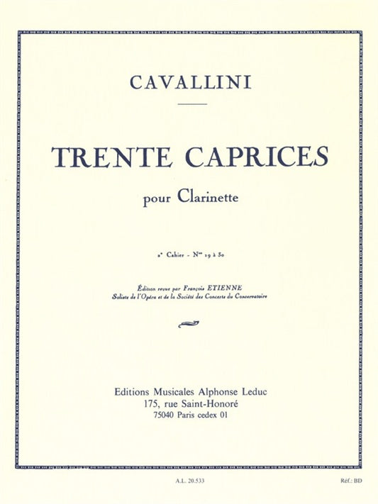 30 Caprices pour Clarinette - Vol. 2 | Ernesto Cavallini