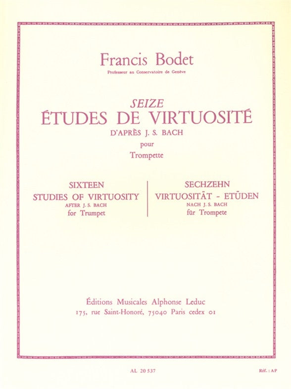 16 Études de Virtuosité d'apres Bach | Francis Bodet