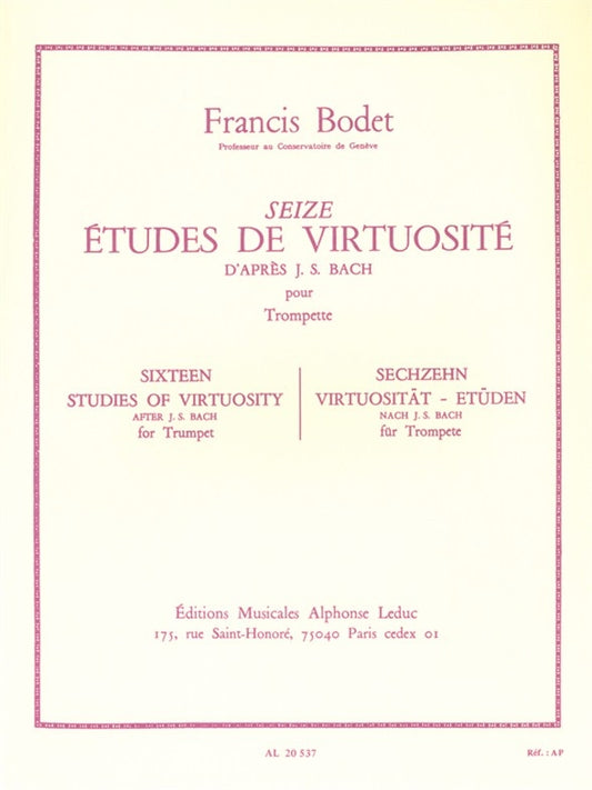 16 Études de Virtuosité d'apres Bach | Francis Bodet