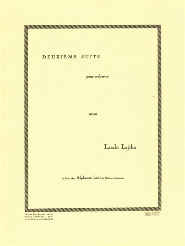 Suite D'Orchestre N02 | Laszlo Lajtha | Orchestre | Partition