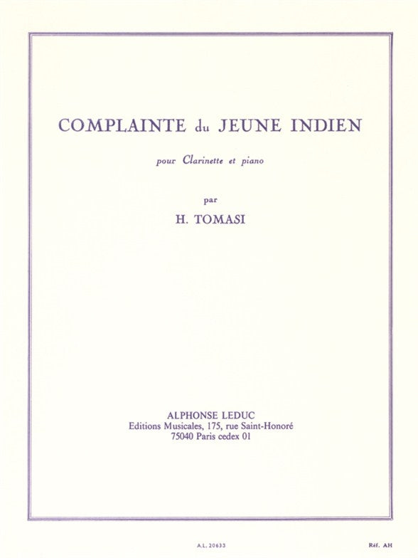 Complainte Du Jeune Indien | Henri Tomasi | Clarinette