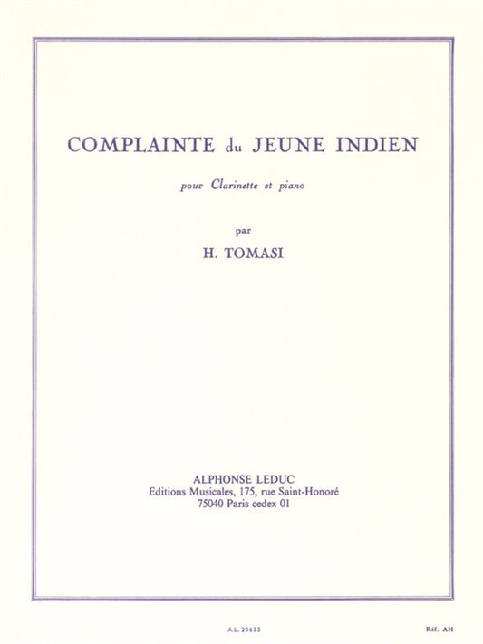 Complainte Du Jeune Indien | Henri Tomasi | Clarinette