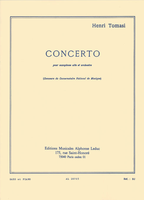 Concerto pour saxophone alto et orchestre | Henri Tomasi
