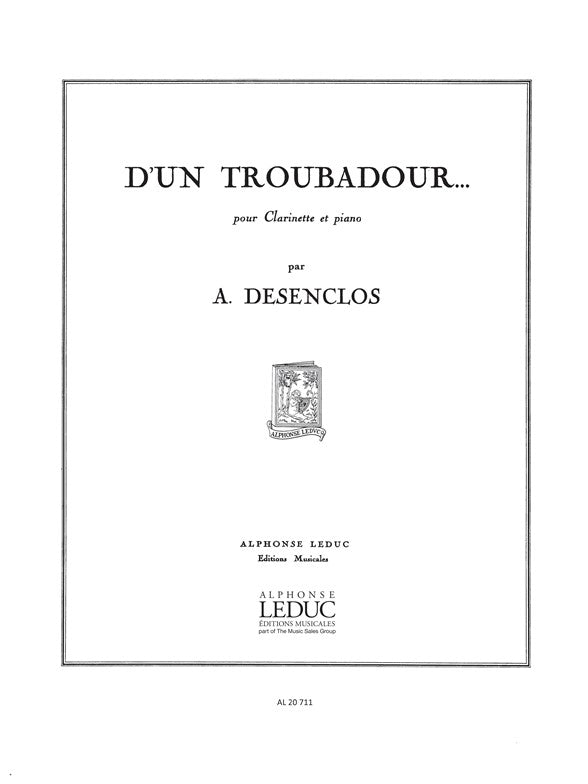 D'Un Troubadour | Alfred Desenclos | Clarinette