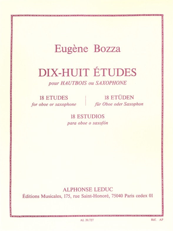 18 études pour hautbois ou saxophone | Eugène Bozza