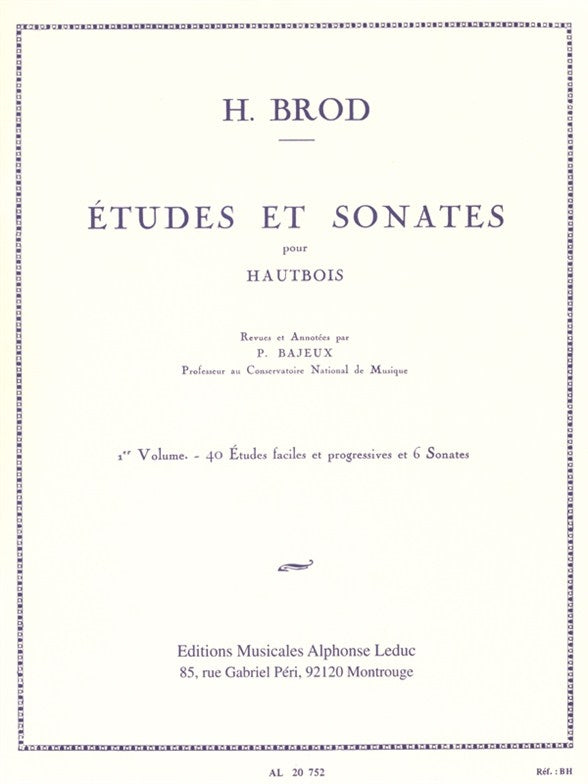 Études et Sonates pour hautbois solo Vol. 1 | Henri Brod