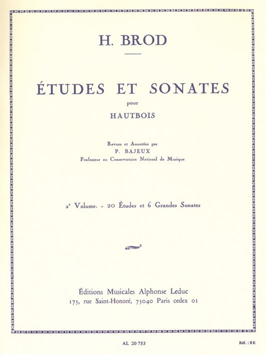 Études et Sonates Vol.2 | Henri Brod | Hautbois
