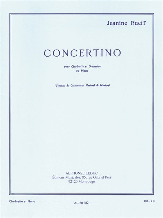 Concertino Opus 15 | Jeanine Rueff | Clarinette