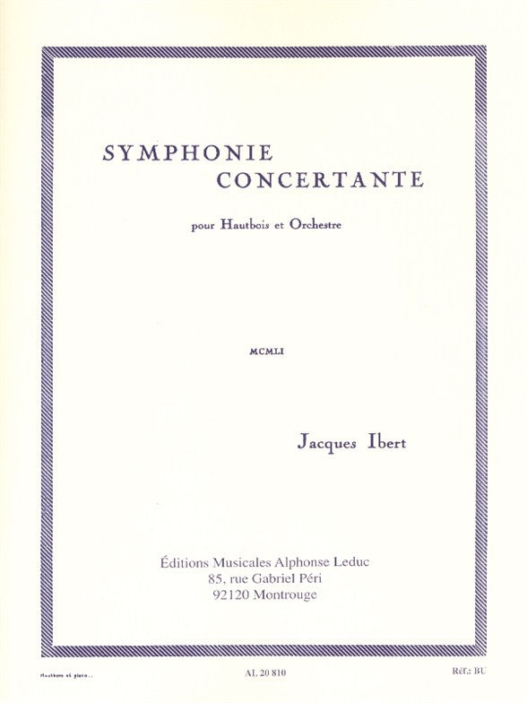 Symphonie Concertante | Jacques Ibert | Hautbois