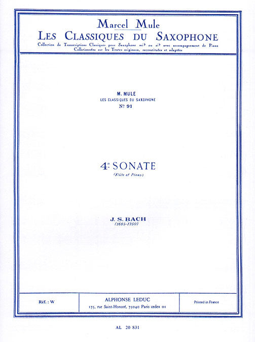 Sonate n° 4 | Johann Sebastian Bach | Saxophone alto