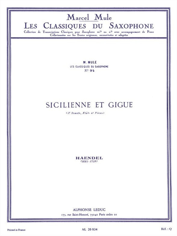 Sicilienne Et Gigue | Georg Friedrich Händel