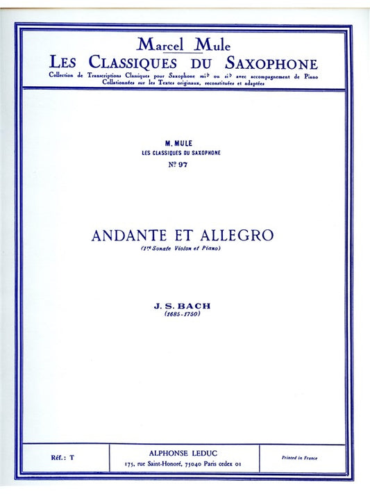 Andante Et Allegro | Johann Sebastian Bach | Saxophone alto