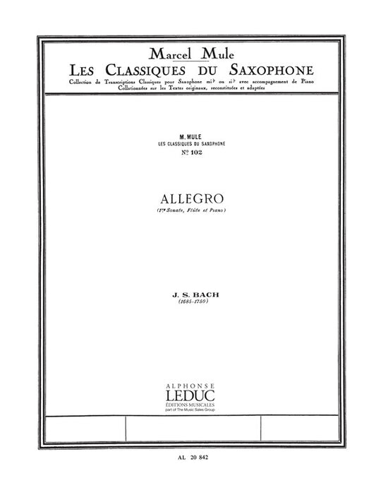 Allegro | Johann Sebastian Bach | Saxophone alto
